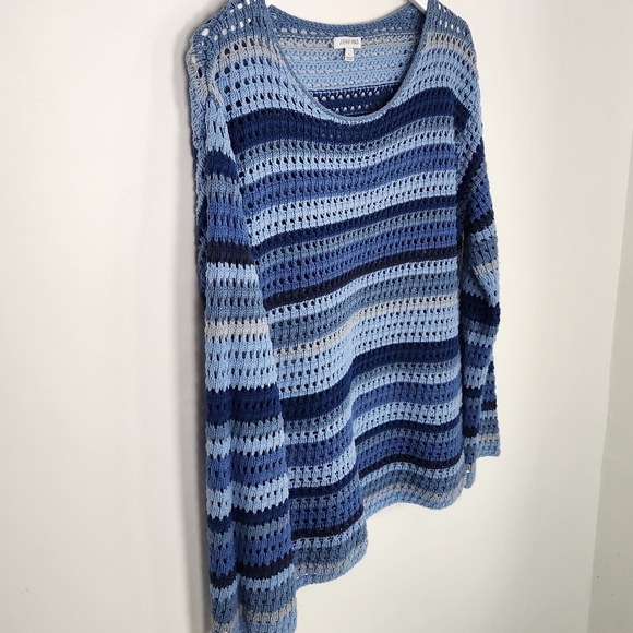 Johnny Was Size LARGE Striped Crochet Sweater NWOT - Picture 5 of 11